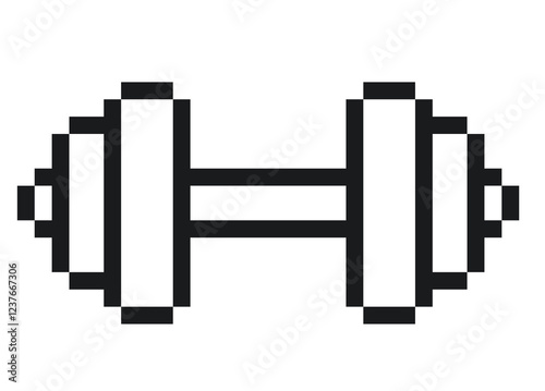 Healthy Life line icon concept. Dumbbell pixel 8bit icon design.