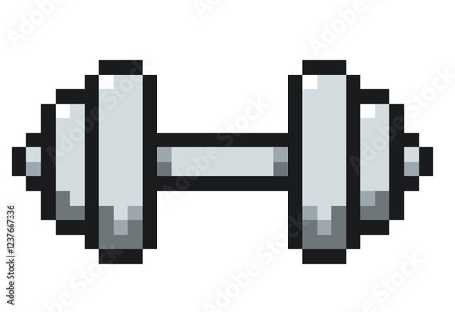 Healthy Life line icon concept. Dumbbell pixel 8bit icon design.