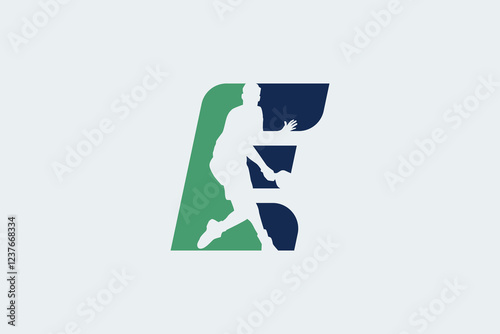 Letter e logo with pickleball player silhouette. It is good for team logo, club, shirt, sticker, etc.