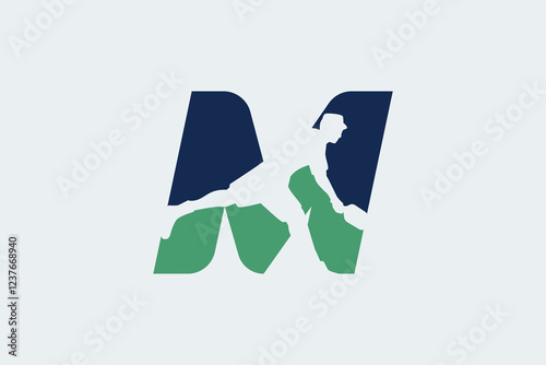 letter m logo with pickleball player silhouette. It is good for team logo, club, shirt, sticker, etc.