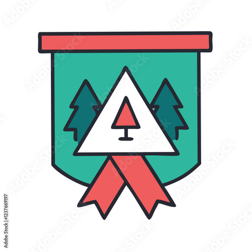 Adventure badge icon in flat style