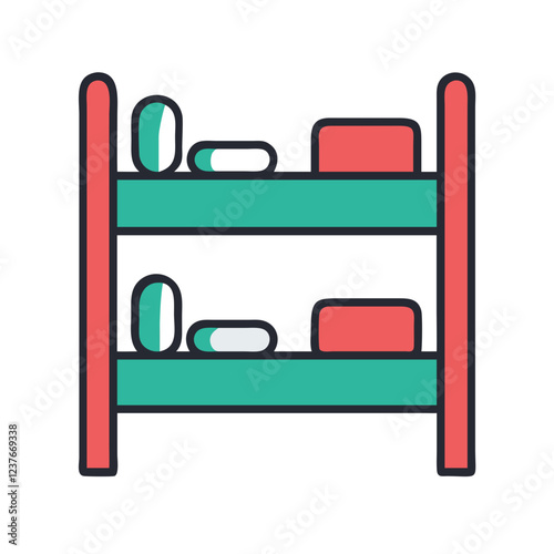 Bunk bed icon in flat style