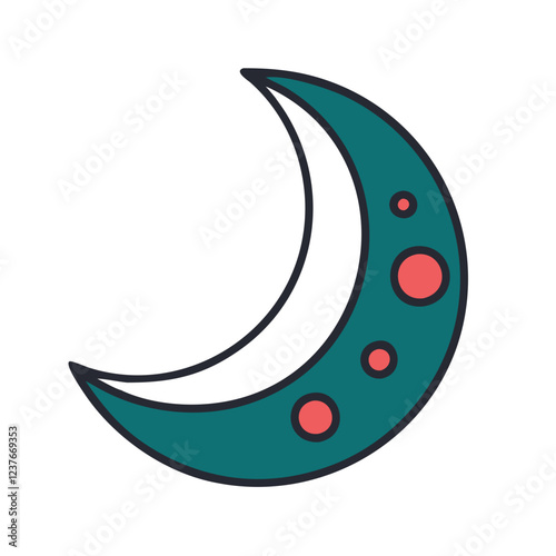 Crescent moon icon in flat style