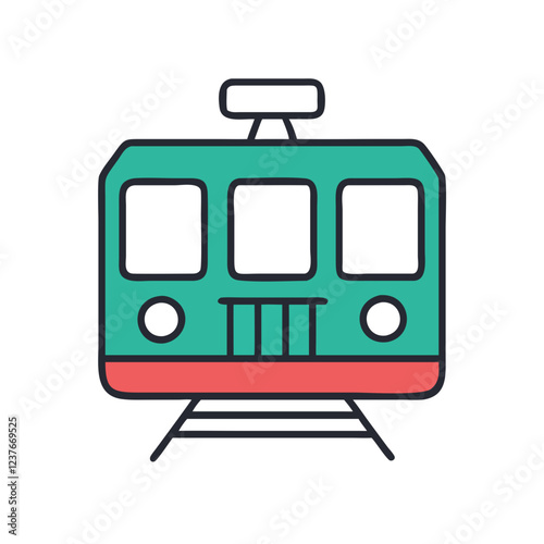  Front view of a train icon in flat style