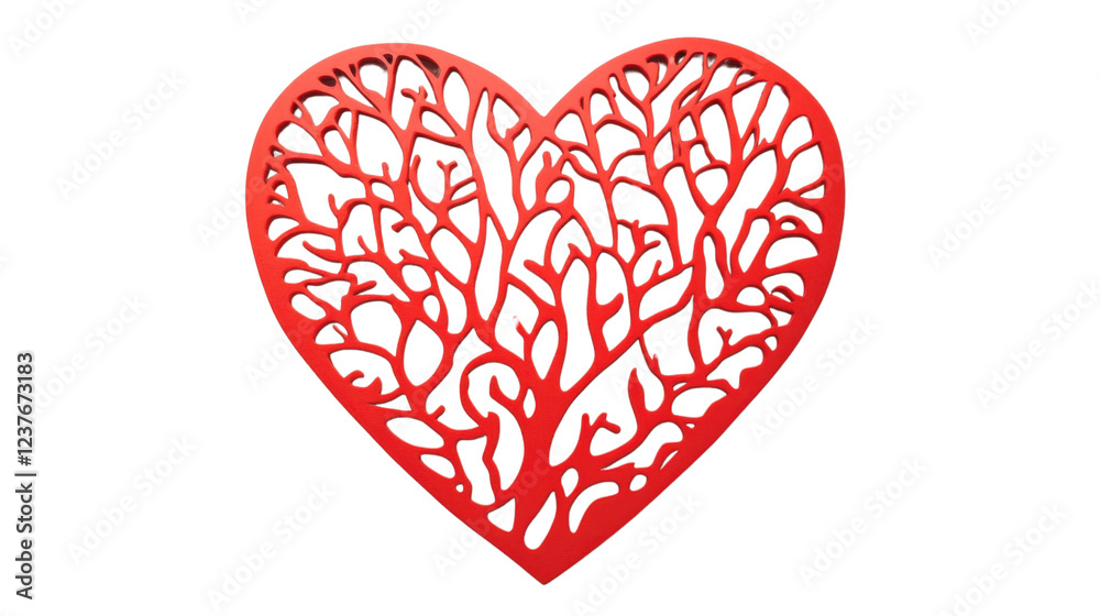 Intricate red heart with tree branch design Intricate red heart with tree branch design