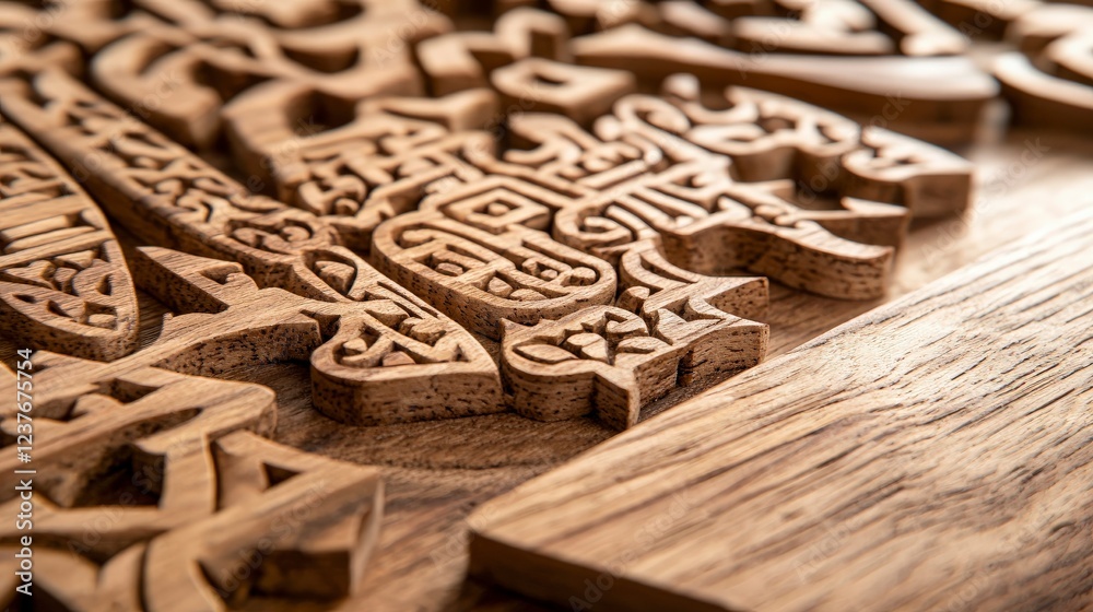 Naklejka premium Intricate Wooden Carving Detail.