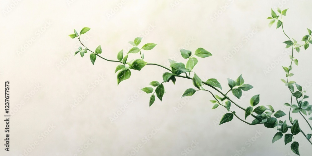 A close-up of the curved green vine with blurred background, creating an elegant and minimalist composition. The plant is depicted in soft focus against a light-colored backdrop A close-up of the curved green vine with blurred background, creating an elegant and minimalist composition. The plant is depicted in soft focus against a light-colored backdrop