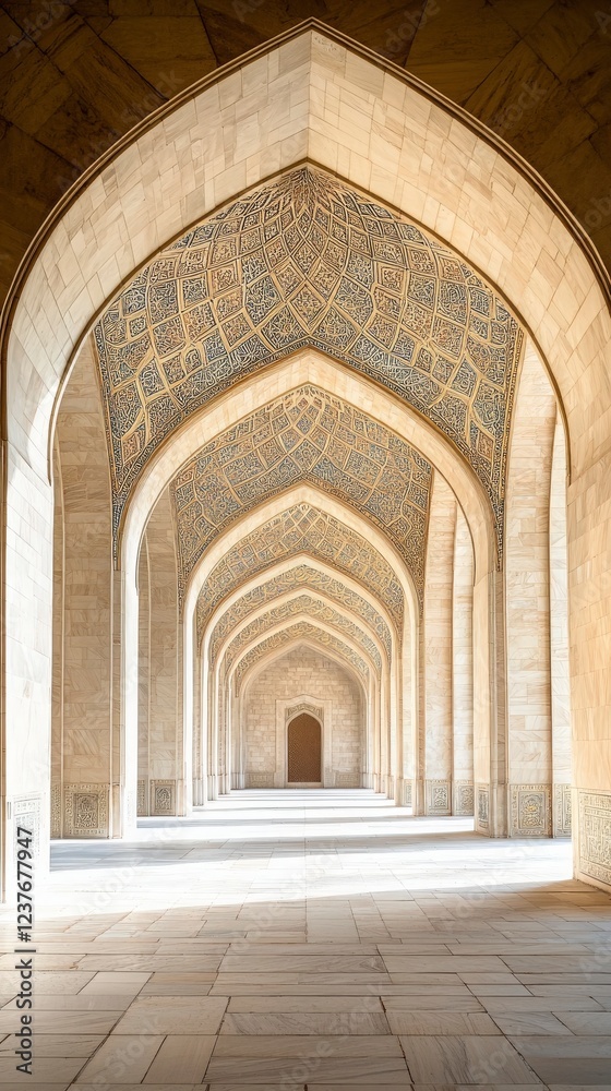 Obraz premium Grand Mosque Colonnade with Intricate Islamic Calligraphy