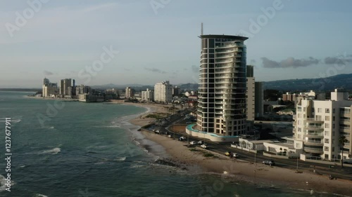 Drone Shot Over the Ocean of Strand Coastline in South Africa