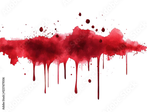 blood splatter - dripping red paint on white background
