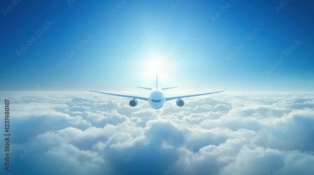 Obraz premium Soaring above the clouds, airplane journey through a breathtaking sky vast