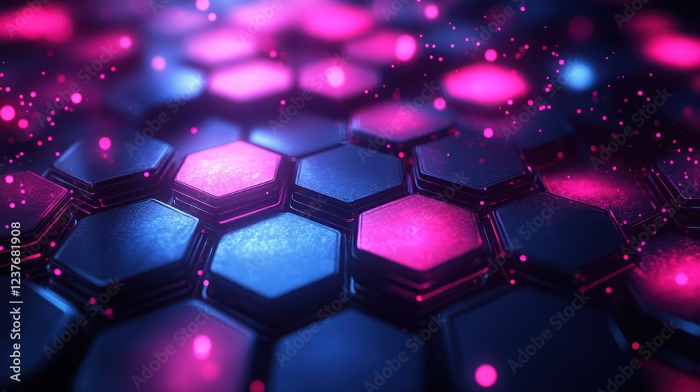 Glowing Hexagon Network, Futuristic Background, Digital Design Glowing Hexagon Network, Futuristic Background, Digital Design