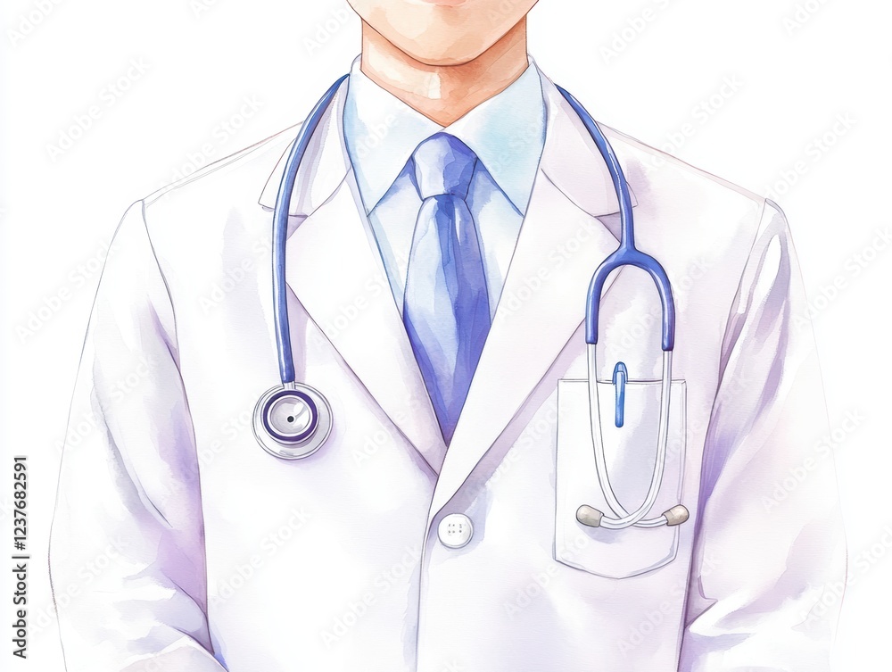 Confident male doctor in white coat and tie, symbol of healthcare expertise patient care Confident male doctor in white coat and tie, symbol of healthcare expertise patient care