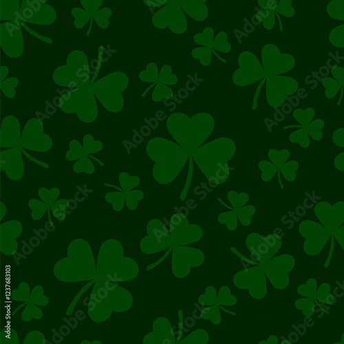 shamrock leaves. dark green repetitive background. vector seamless pattern. saint patrick's day. fabric swatch. wrapping paper. continuous print. design element for textile, apparel, home decor