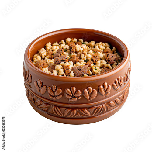 Rustic Brown Bowl of Sp�tzle with Crispy Croutons photo