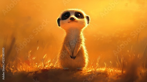 Wallpaper Mural Adorable Meerkat at Sunset: A Digital Painting Torontodigital.ca