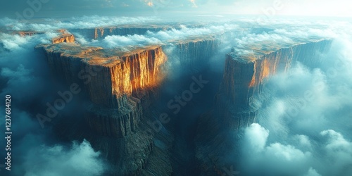 Golden Canyon above the Clouds: A Digital Masterpiece