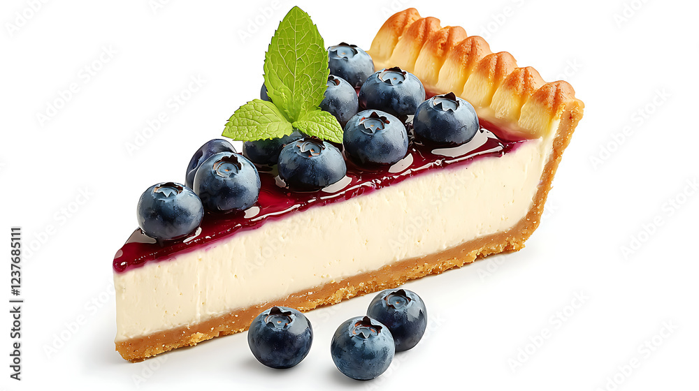 A slice of blueberry cheesecake with blueberries on top A slice of blueberry cheesecake with blueberries on top