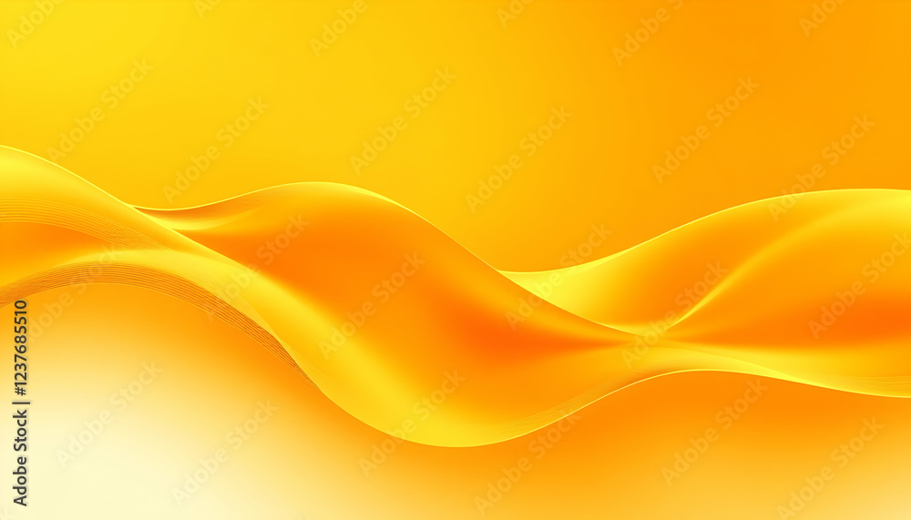 Fototapeta premium Golden waves, abstract background, flowing lines, shimmering texture, vibrant yellow, warm tones, digital art, smooth curves, dynamic composition, energetic design, luminous glow, rippling effect, met