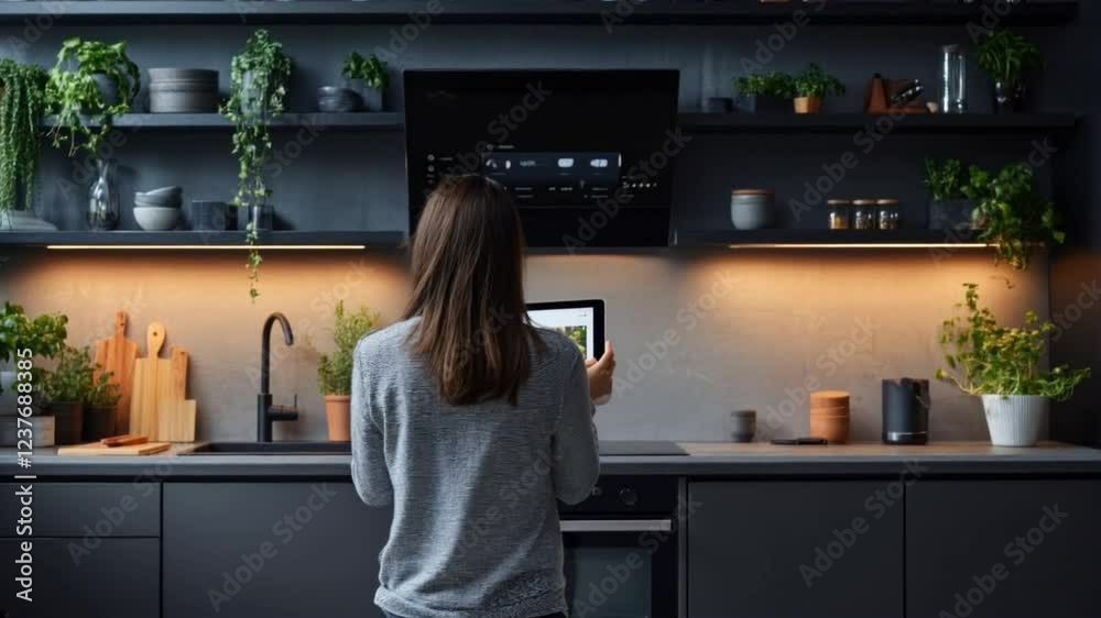 Modern Smart Kitchen Design with Integrated Technology and Natural Elements Modern Smart Kitchen Design with Integrated Technology and Natural Elements