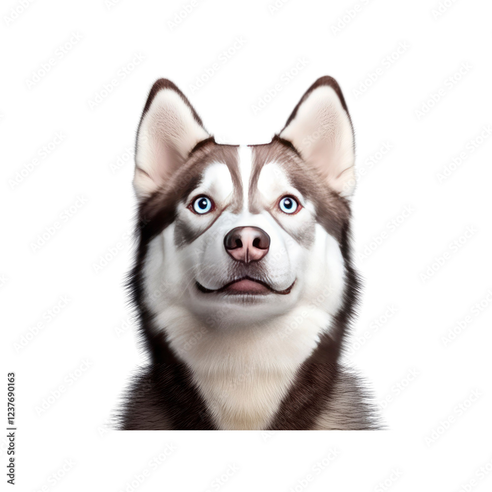 Fototapeta premium Adorable Siberian Husky Portrait Against Transparent background
