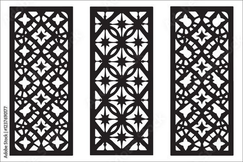 Laser cut, vector design, dxf, svg, eps, decorative panel, wall art, interior decor, metal cutting, wood engraving, ornamental pattern, architectural design, wrought iron, mdf panel, stencil art,