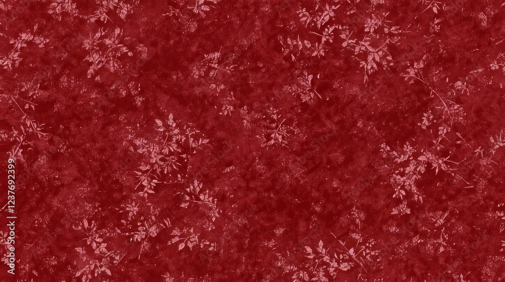 Red Floral Textile Design with Distressed Texture Red Floral Textile Design with Distressed Texture