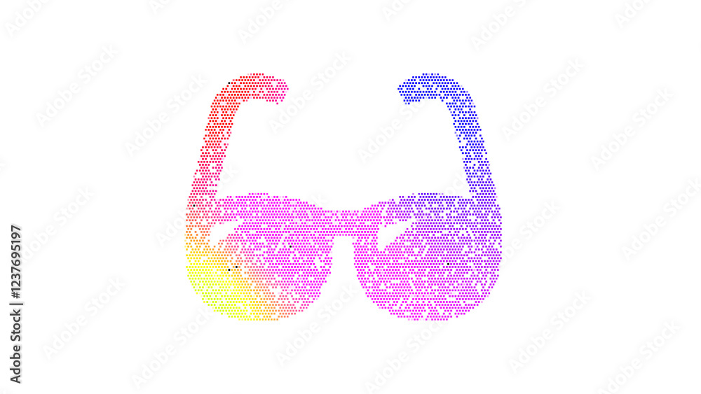 Icon sunglasses is made up of LED square shapes. There are bright diodes and there are black dead diodes Icon sunglasses is made up of LED square shapes. There are bright diodes and there are black dead diodes