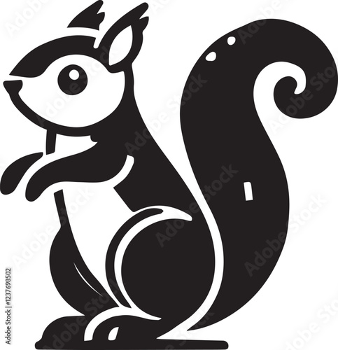 Squirrel vector in black and white