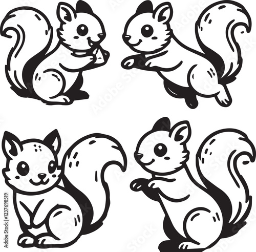 Squirrel vector in black and white