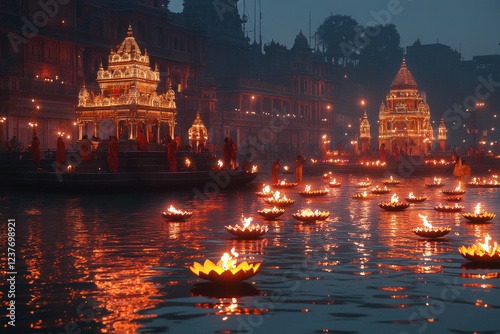 Evening Ganga Aarti, Varanasi, India (2) photo