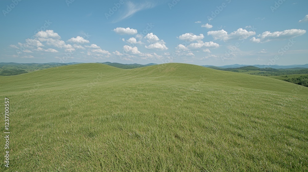 Sunny day, rolling green hills, blue sky, clouds. Landscape photography for travel brochures Sunny day, rolling green hills, blue sky, clouds. Landscape photography for travel brochures