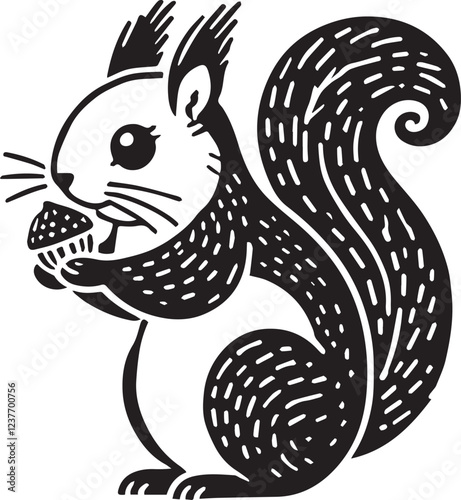 Squirrel vector in black and white