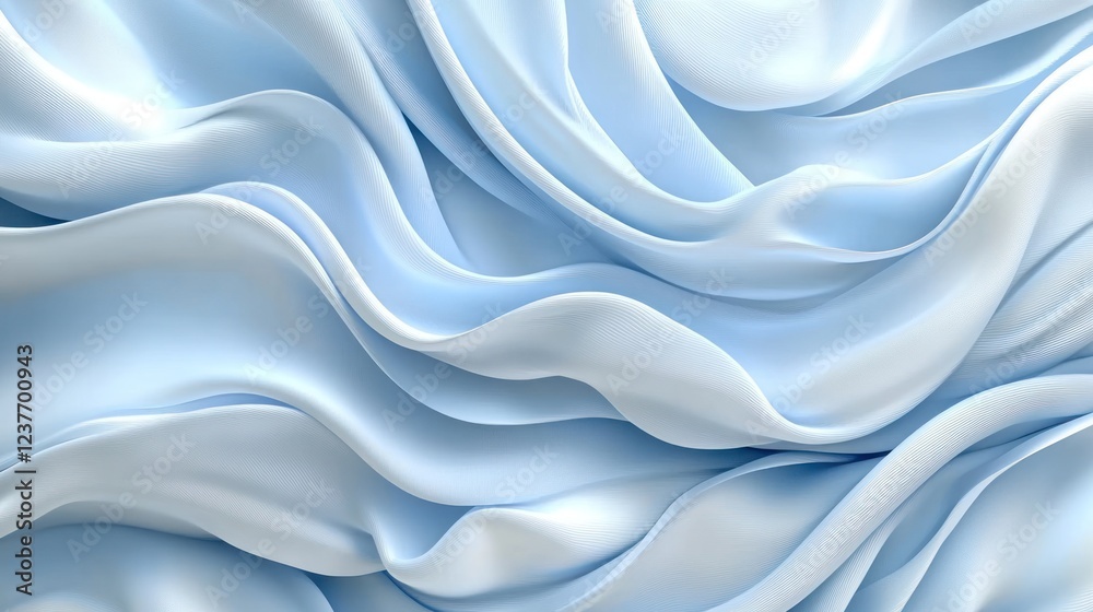 Obraz premium Light blue silk flowing waves, abstract background, texture, design