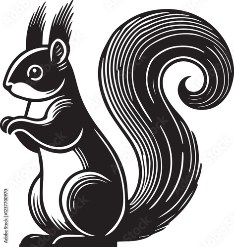 Squirrel vector in black and white