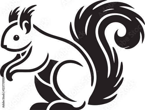 Squirrel vector in black and white