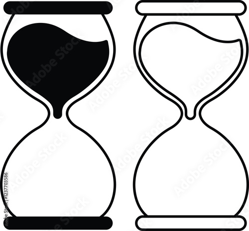 Hourglass icon in flat line set. Sand clock sign Reload hourglass timer vector for apps or web. Hourglass in realistic style isolated on transparent background. anti aging hourglass waiting slow time