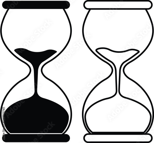 Hourglass icon in flat line set. Sand clock sign Reload hourglass timer vector for apps or web. Hourglass in realistic style isolated on transparent background. anti aging hourglass waiting slow time