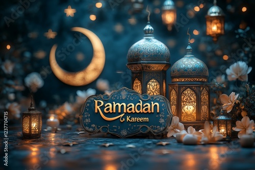 ramadan kareem islamic greeting card background photo