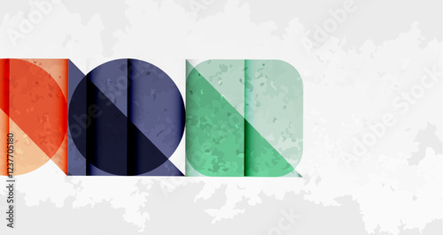 Squares, circles and triangles and grainy noisy texture. Vector Illustration For Wallpaper, Banner, Background, Card, Book Illustration, landing page