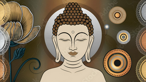 Religion Wallpaper of Golden Buddha Statue HD Wall Art home, room decoration