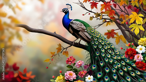 Chinoiserie Wallpaper, Peacock Wall Mural, Wallpaper Vintage, Chinoiserie Wallpaper Peel and Stick, Wallpaper With Birds and Flowers, Mural