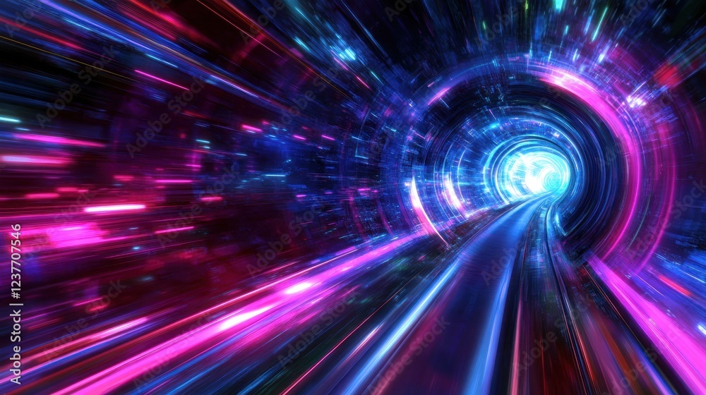 Obraz premium Colorful abstract tunnel with dynamic light streaks