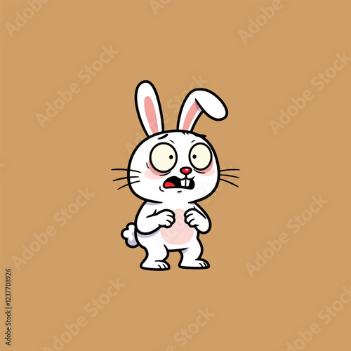 Frightened White Rabbit A Cartoon Illustration