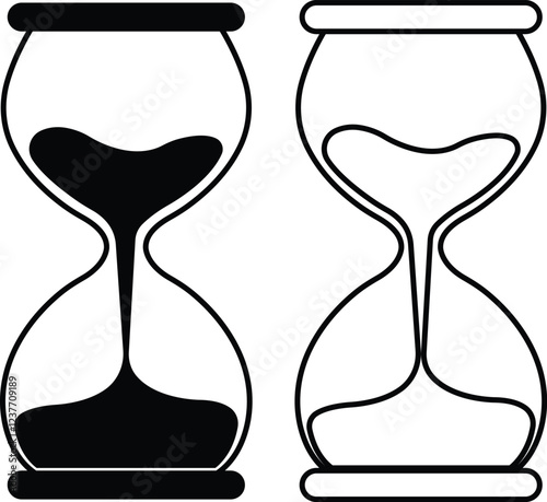 Hourglass icon in flat line set. Sand clock sign Reload hourglass timer vector for apps or web. Hourglass in realistic style isolated on transparent background. anti aging hourglass waiting slow time