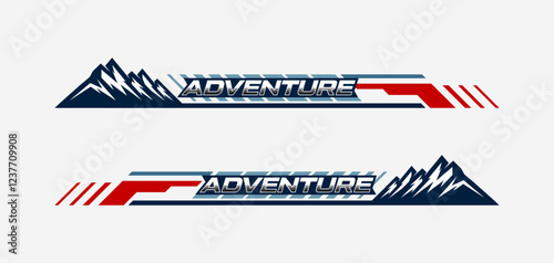 Car side sticker design. outdoor mountain concept car wrap vinyl sticker. Suitable for printing or cutting.
