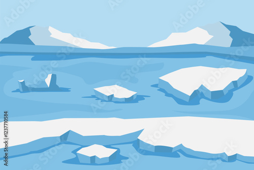 flat arctic ice landscape background illustration design