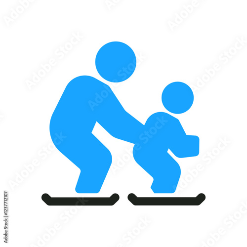 kids learn skis flat icon color illustration