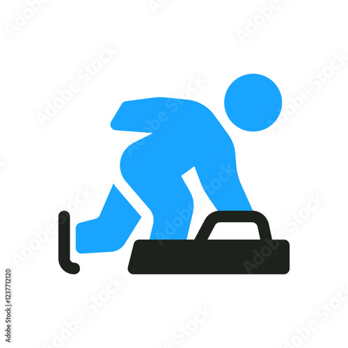 luge start run flat icon color illustration