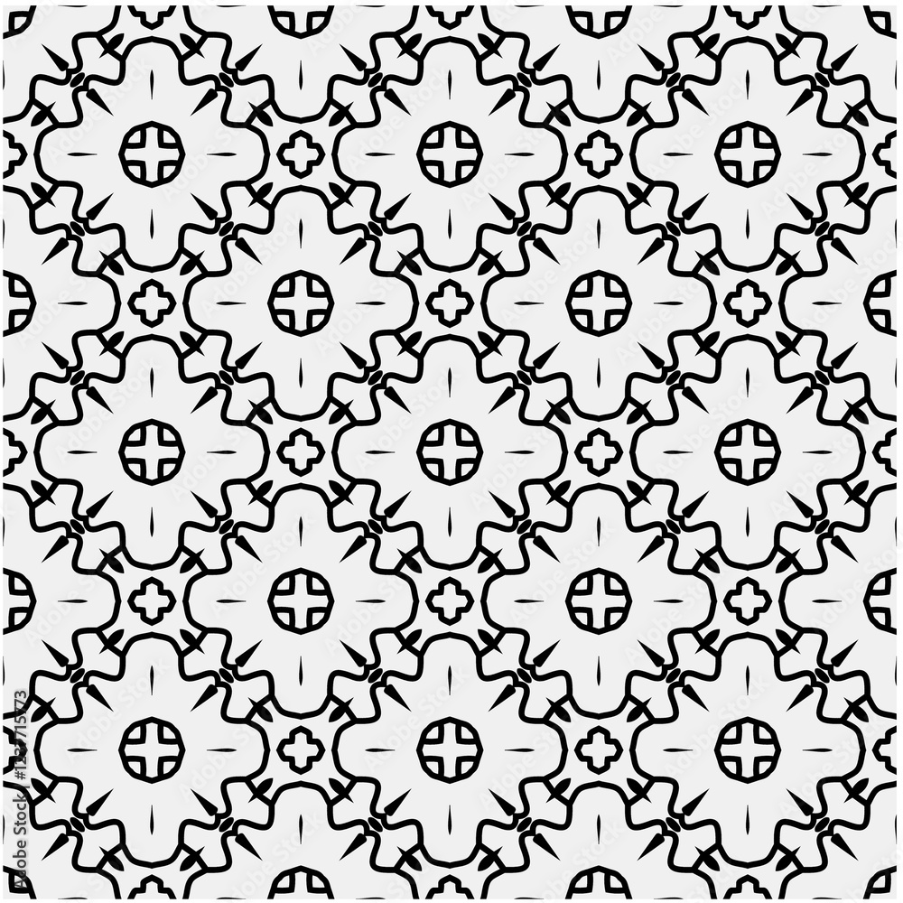 Seamless pattern with repeating abstract shapes.Black and white texture.Design element for prints, decoration, cover, textile,wallpaper, background, wrapping paper, clothing, fabric, package, cards. Seamless pattern with repeating abstract shapes.Black and white texture.Design element for prints, decoration, cover, textile,wallpaper, background, wrapping paper, clothing, fabric, package, cards.